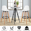 2Pcs Bar Stools, Pub High Barstool Dinning Chair w/ Round Metal Footrest, Beech Wood Legs, Cushioned Seat & Curved Backrest, PU Leather Bar Chair, Counter Height Chair for Home, Bistro, Dining Hall, Kitchen (White)