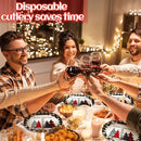 Ziliny 50 Count Christmas Oval Paper Plates Platter 10 x 12 Inch Christmas Disposable Platters Xmas Tree Buffalo Plaid Merry Christmas Plates Dinnerware Serving Tray for Holiday Dinner Party Supplies