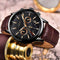 LIGE Mens Watches Chronograph Leather Waterproof Analogue Quartz Stainless Steel Business Classic Men's Wrist Watches, Black Brown, bracelet
