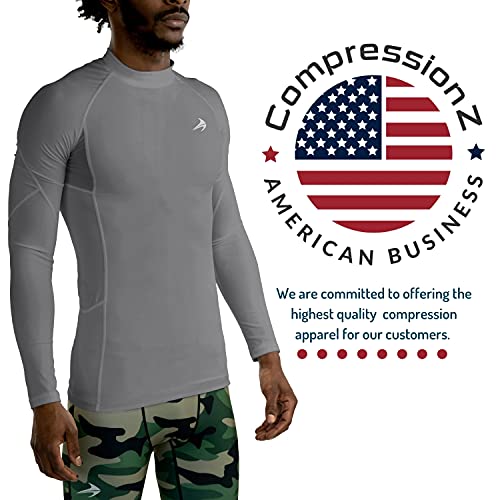 Men's Long Sleeve Compression Shirt - Performance Base Layer for Fitness, Basketball, Gym, Sport Wear - Cool Dry Running Shirt for Muscle Recovery - Winter Thermal Underwear for Men by CompressionZ