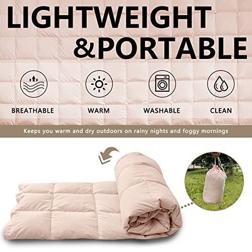 zzlamb Portable & Lightweight Camping Blanket for Kids, Soft Duck Down Throw Travel Blanket 650 Fill Power, Compact Warm Down Lap Quilt for Airplane Car RV Picnic Backpacking, 35''x59'' Cherry Pink