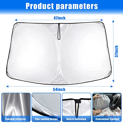 Sunshade Designed for Tesla Model Y Exclusively, Front Windshield, Double Layer Light Blocking Fabric, Foldable Sun Shade with a Storage Bag, Accessories for Tesla Model Y (for Model Y)