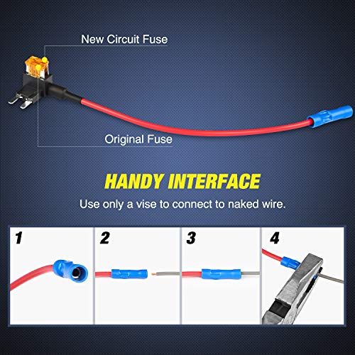 Nilight 12V Car Add-a-Circuit Fuse TAP Adapter with 5 Amp Standard APR ATO ATC Blade Fuse Set for Cars Trucks Boats, Pack of 10