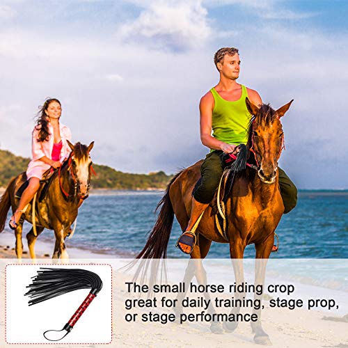 Zhichengbosi 40 cm Riding Crop, Black Faux Leather Paddle Horse Crop and Riding Whip (Red)