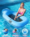 LH Inflatable Couch, Inflatable Sofa, Water Pool Lounge, Inflatable Pool Chair Float, Water Hammock for Adults with Headrest, Backrest, Footrest, LHFC01-BL