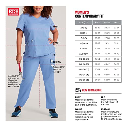 Dickies EDS Signature Women Scrubs Top V-Neck 85906, Navy, Large