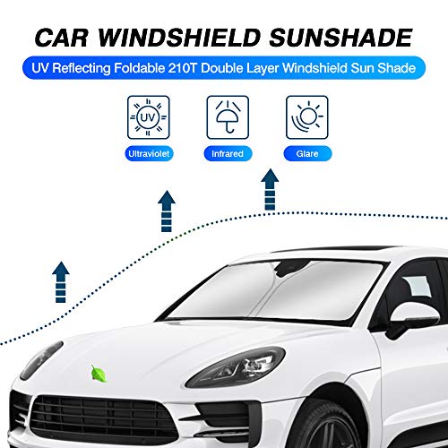 KUST Windshield Sun Shade for Porsche Macan SUV 2014-2020 2021 Sunshade Foldable Sun Visor Protector Blocks UV Rays Keep Your Car Cooler