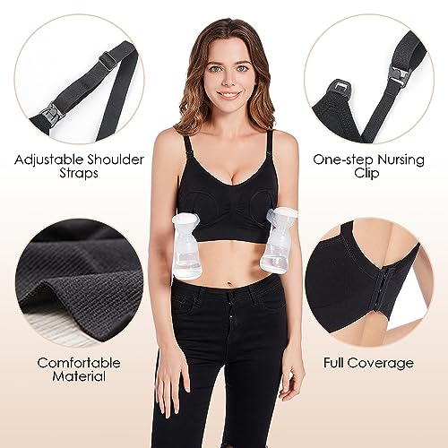 AutoWT Nursing Bras for Breastfeeding - 2 Pack Hands Free Pumping Bra Comfort Adjustable Wireless Pregnancy Sleep Bralette for Women