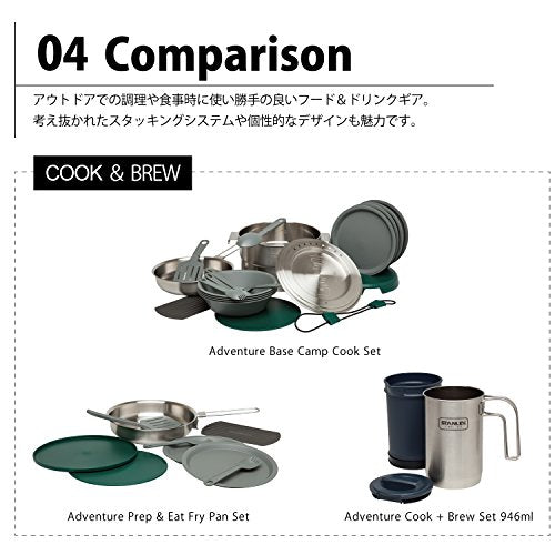 Stanley 02479-004 Base Camp Cook Set, Silver, Outdoor, Outdoor, Camping, Cooking Set, for 4 People, Guaranteed