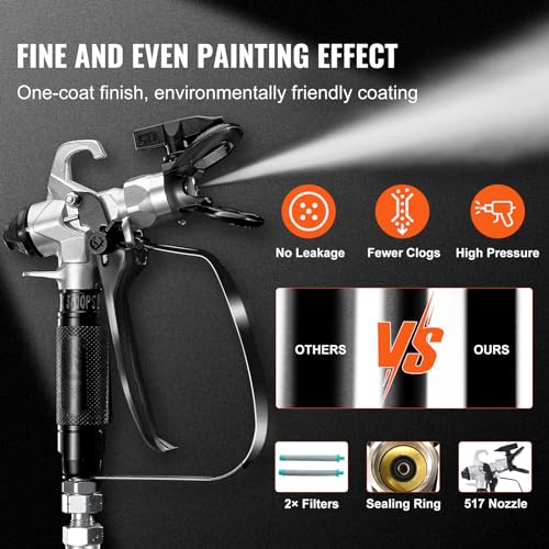 VEVOR Stand Airless Paint Sprayer, 750W 3000PSI High Efficiency Electric Airless Sprayer with Cart, Fine and Even Painting Effect, Paint Sprayers for Home Interior and Exterior Furniture and Fences