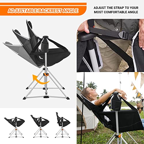 KingCamp 2 Pack Swinging Camping Chair,Lightweight Hammock Camping Chair,Aluminum Alloy Rocker Camp Chair with Headrest Cup Holder Recliner for Outdoor Picnic Beach Sporting Events Concerts Backyard