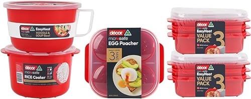 Decor Microsafe Noodle and Oat Bowl, 1.15 Litre Capacity, Red, 30.4 oz