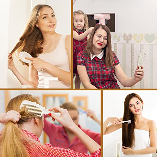 (White) - Professional Hair Comb Brush Set with Mirror Hairbrush Holder Detangling Massage Combs Cosmetics Hair Styling Tools Set