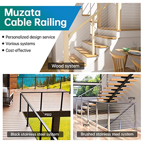 Muzata Swage Lag Screws Left & Right 20 Pack for 1/8" Cable Railing, T316 Stainless Steel Stair Deck Railing Wood Post Balusters (10 Pairs) CK17 with Installation Video