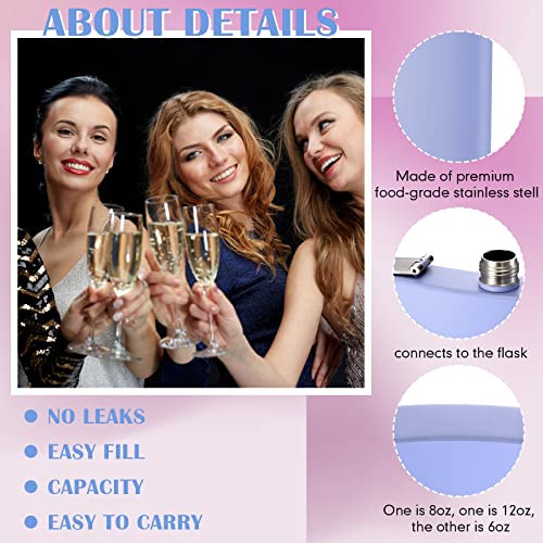 2 Pack 8 oz Flasks for Women Hip Flask for Liquor Set Matte Light Purple and Pink Cute Flask with Funnel Leakproof Stainless Steel Flask Whiskey Pocket Flask for Alcohol Drink Wine Wedding Party Gift
