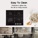 GASLAND chef Gas Cooktop 4 Burners Built-in Gas Hob Black Tempered Glass Finish Gas Cooker Stove NG LPG 60CM