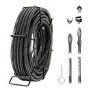 VEVOR Drain Cleaning Cable 66 FT x 5/8 Inch, Professional Sectional Drain Cleaner Cable with 7 Cutters for 0.8" to 3.9" Pipes, Hollow Core Sewer Drain Auger Cable for Sink, Floor Drain, Toilet