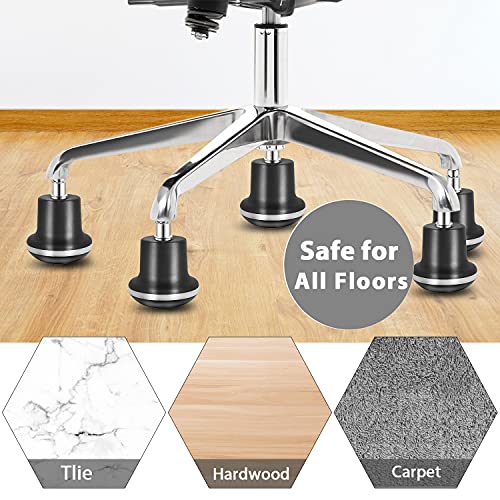 uvce Bell Glides Replacement Office or Chair Stool Swivel Caster Wheels to Fixed Stationary Castors, Short Profile 5pcs (High Bell Glides B)