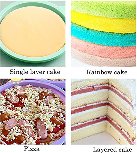 6 Pcs 6 inch Silicone Layered Cake Mold Round Silicone Bread Pan Toast Bread Mold Cake Tray Mould Non-Stick Baking Tools