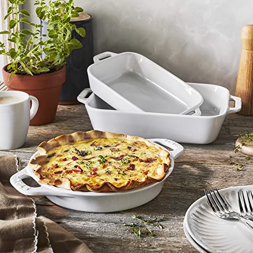 STAUB Ceramics Bakeware-Pie-Pans Dish, 9-inch, White