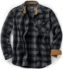 CQR Men's Long Sleeve Heavyweight Fleece Shirts, Plaid Button Up Shirt, Warm Corduroy Lined Collar & Cuffs Shirt HOS211-CHC_Large