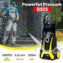 BESTSOON 3600PSI High Pressure Washer, Electric Pressure Washer with Spray Gun and Hose Reel, 2200W Power Washer Electric High Pressure Cleaner Washer Gurney Water Pump Hose with 6 Nozzles