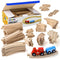 Play22 Wooden Train Tracks - 52 PCS Wooden Train Set + 2 Bonus Toy Trains - Train Sets for Kids - Car Train Toys is Compatible with Thomas Wooden Railway Systems and All Major Brands - Original - by