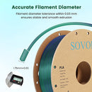 Sovol Silk PLA Filament 1.75mm, Tri Color Bronze Purple Green Co-Extrusion Material Dimensional Accuracy +/-0.03mm, 1kg/2.2lbs