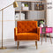 Olela Accent Chair with Arms for Living Room, Modern Tufted Single Sofa Armchair with Gold Metal Legs Upholstered Reading Chair for Bedroom Office Decorative (Velvet-Smooth Backrest, Orange)