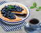 Zenker Enamel Round Pie Dish, Vintage Design, Suitable for Oven & Stove, Diswasher Safe, Oven Tray, Pie Tin, Dimensions: 25x25x5cm Colour: White, Blue