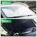 Car Windshield Sun Shade Umbrella, Foldable Car Umbrella Window Sunshades for Automotive Front Window, Windscreen Sun Shade Cover Fit for Most Cars Vehicle SUV Truck-Large Size 57x31 Inches (Black)