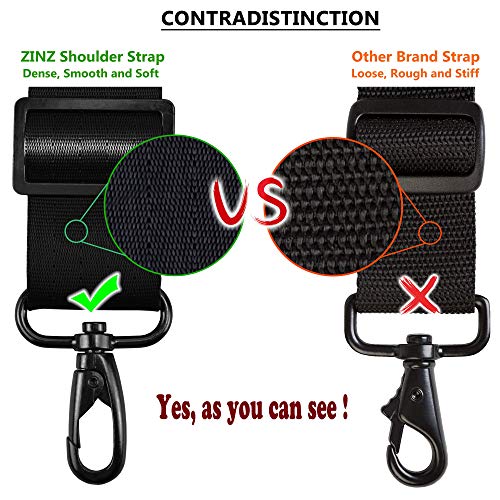 ZINZ Bag Shoulder Strap, Padded Adjustable Shoulder Strap Replacement, Black, 57 inch