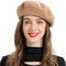 ZLYC Wool Beret Hat Classic Solid Color French Beret for Women (Camel)