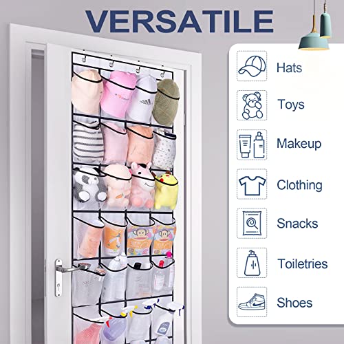 【28 Grid】Over The Door Shoe Organizer Large Mesh Pockets Hanging Shoe Organizer for Closet Hanging Shoe Rack Holder Hanger, White