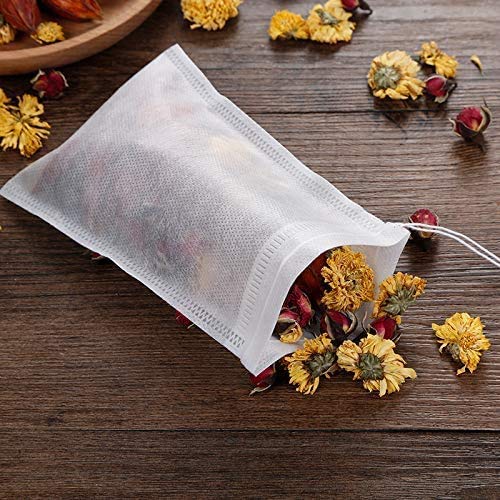 100 Pcs Disposable Tea Filter Bags Empty Cotton Drawstring Seal Filter Tea Bags for Loose Leaf Teal（3.54 x 2.75 inch）