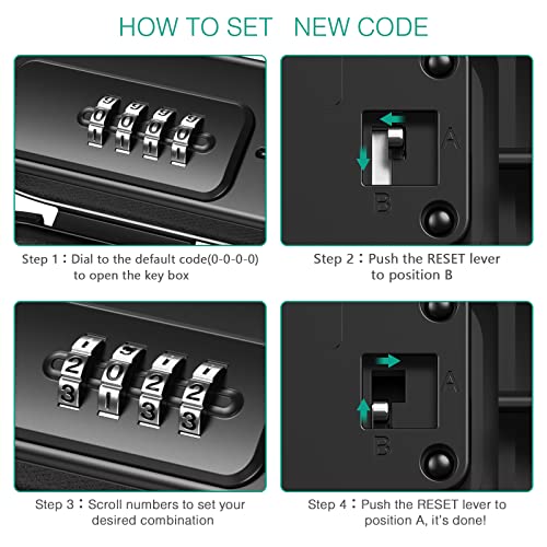 【New Version】ORIA Key Safe Lock Box, Portable Storage Lock Box with 4-Digital Combination, Waterproof Security Case Lock Box with Removable Wire Rope, for Home, Office, Hotel, Cars, Travel, etc