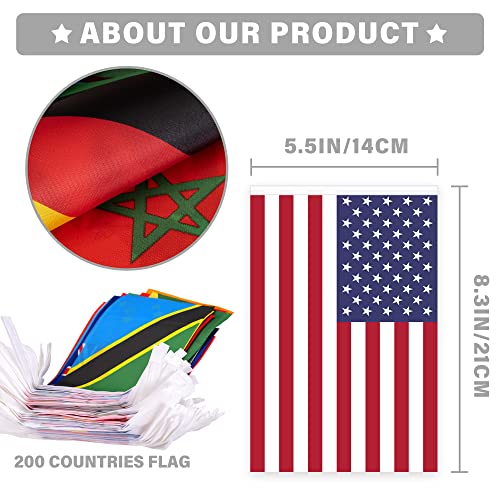 200 Countries String Flag, 184 ft International Flags Bunting Banner, World Flag Banner Decoration for School, Sports Events, Grand Opening, Party