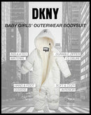DKNY Baby Girls' Pram Snowsuit – Heavyweight Quilted Bodysuit – Insulated Zip Up Outerwear Footed Jumpsuit Coveralls (0-24M), Size 3-6 Months, Cream