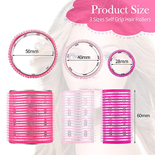 37 Pcs Aluminum Thermal Hair Rollers Set 3 Sizes Self Grip Hair Rollers 18 Pcs Duckbill Hair Clips, Comb Hairdressing Styling Tool, Random Color for Women, Men (Pink Series, 1.1'', 1.57'', 1.97'')