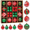 Christmas Decorations Balls, 44pcs 6/3 cm Hanging Balls Ornament for Christmas Tree, 9 Styles Elk Deer Snowflake Christmas Ball Star Ornaments for Xmas Tree, Homes Decors (Red&Green)