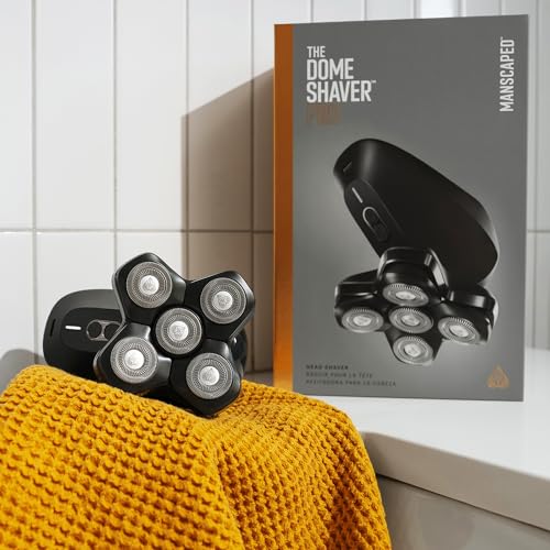 MANSCAPED® The Dome Shaver™ PRO Head Shaver for Bald Men – Five Rotary Blade Design with SkinSafe® & FlexAdjust Technology, Waterproof, USB-C & Wireless Charging Compatible with Travel Lock