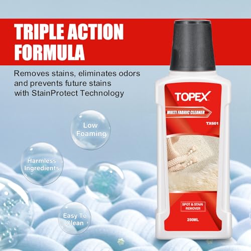 TOPEX Carpet and Upholstery Spot Cleaner, Multi-Purpose Portable Carpet Cleaner, Professional Stain Remover Spot Washer for Carpets, Upholstery, Car Seats, Pets, Stairs and Couch, Lightweight, Red