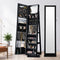 Mirror Jewellery Cabinet Standing Armoire Makeup Storage 360 Degree Rotating Wood Jewelry Organiser with Full Mirror Necklace Earring Ring Holders Black