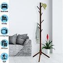 Neween Sturdy Wooden Tree Coat Rack Stand, Adjustable Free Standing Hall Coat Tree with 3 Section & 8 Hooks for Coats, Hats, Bags, Purse, Entryway, Hallway, Easy to Assemble (Brown)