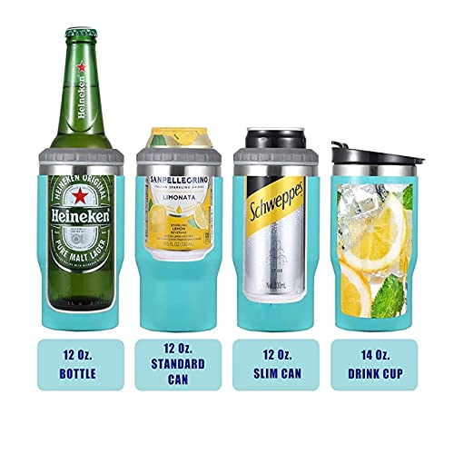 4 in 1 Stainless Steel Can/Bottle Insulator, 14oz Two-Way Lids SUS Insulated Can Cooler, Beer Bottle holder(Red)