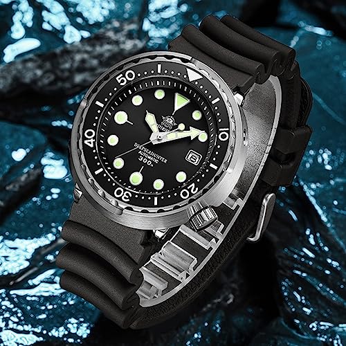 ADDIESDIVE Rubber Watch Replacement Band For Men Diver Watches Quick Release Silicone Black 20mm
