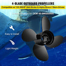 VEVOR Outboard Propeller, Replace for OEM 48-8M0084495, 4 Blades 14" x 19" Aluminium Boat Propeller, Compatible with 135-300HP 2-Stroke & 4-Stroke Outboards, Alpha&Bravo I Stern-Drives, RH