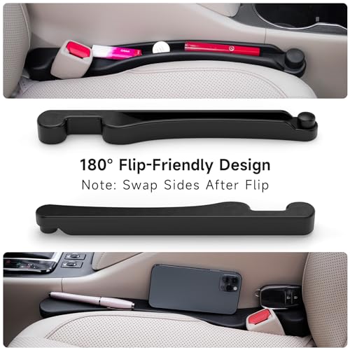 Car Seat Gap Filler Set of 2, Givifive Soft Foam Multifunctional Seat Side Gap Filler with Organizer & Hook Function, 3in1 Gap Stopper Universal Fit Car SUV Truck Fill The Gap Between Seat & Console