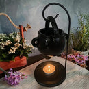 Oil Burner,Hanging Cauldron Pagan Oil Burner with Handle,Ceramic Cauldron Wax Melt Burner,Witches Witchcraft Aroma Diffuser Candle Tealight,Fragrance Ornament for Home Decor