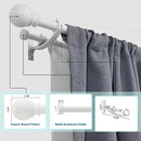 Lwiiom Double Curtain Rods with Aluminum Bouquet Brackets and Round Finials,Matte White Curtain Rods for Windows 72 to 144 inch,1-Inches Front and 5/8 Inches Back Double Window Drapery Rod for